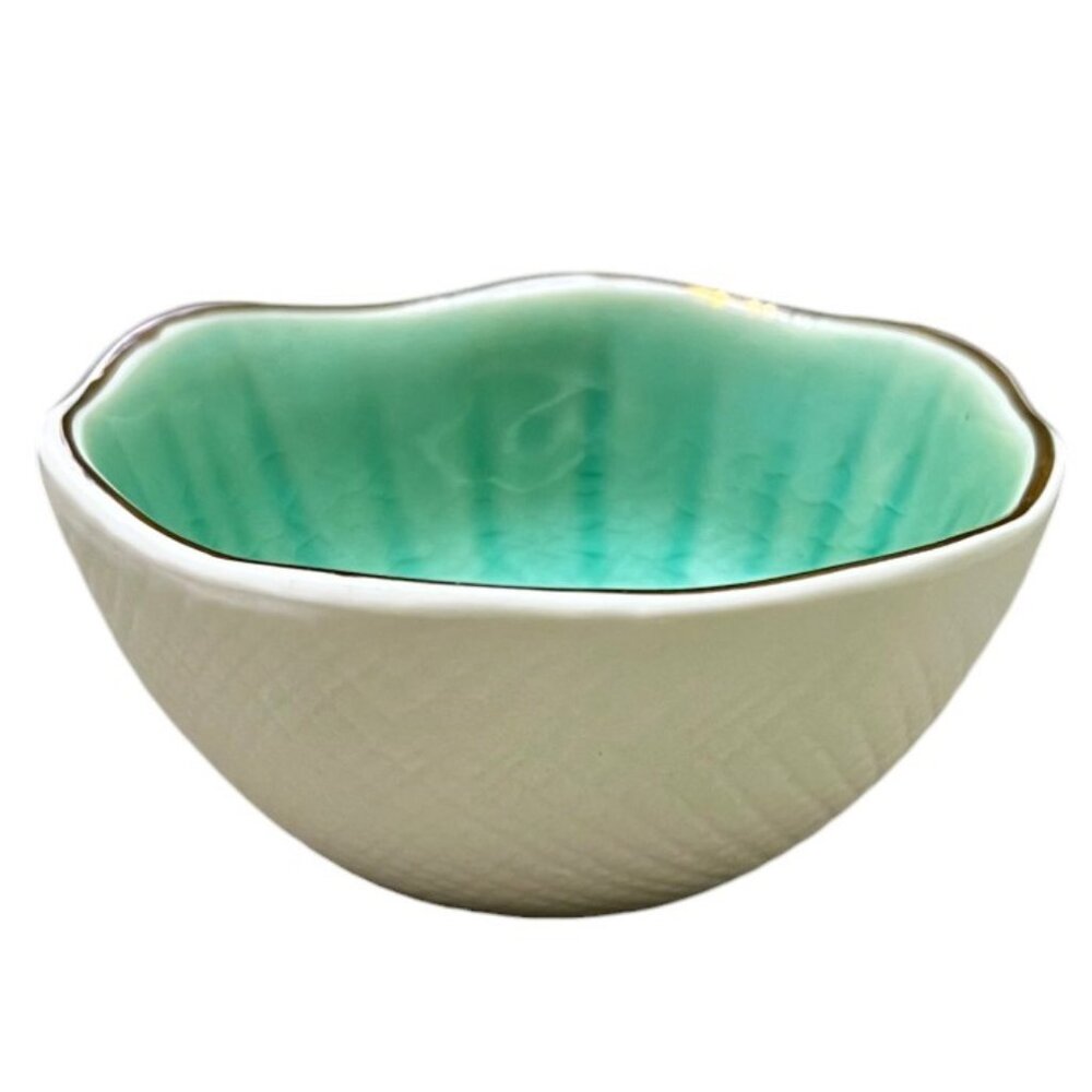 Tiny Green Geode Ceramic Ring & Trinket Bowl, 3" x 1.75"